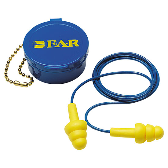 pair- Reusable Ultrafit Corded Ear Plugs with Case - Class 3
