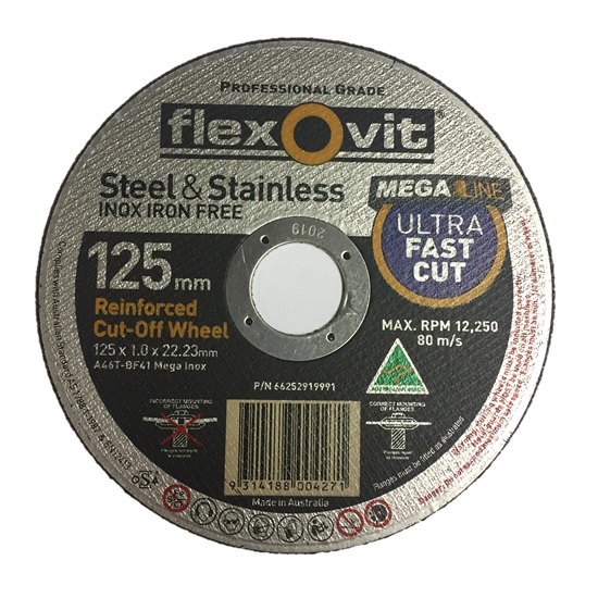 125mmx1.0 I/FREE INOX C/OFF DISC-FLEXOVIT
