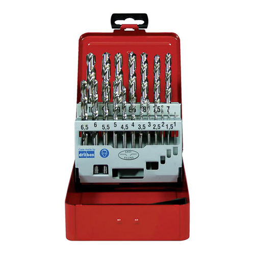 19pce 1-10.00mm DRILL SET in METAL CASE