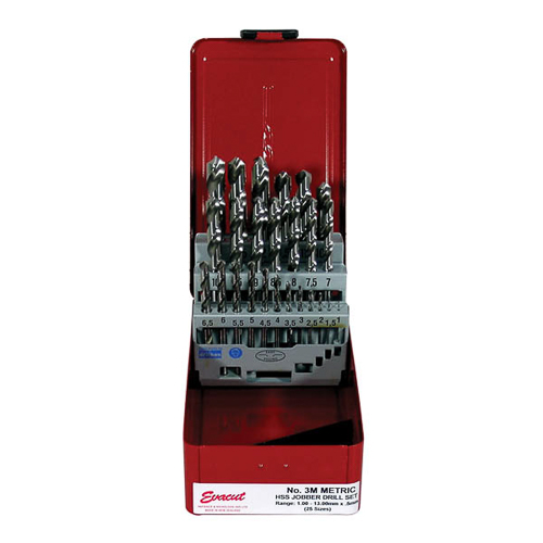 25pce 1-13.00mm DRILL SET in METAL CASE