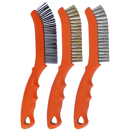 3pce 230mm Wire Brush Set 2 x 18 Row PP Handle - SP Tools