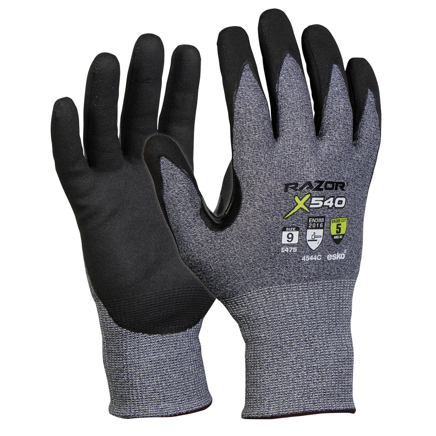 Esko Razor X540 Cut 5 Black Nitrile Foam Coating Size 10 (XL)