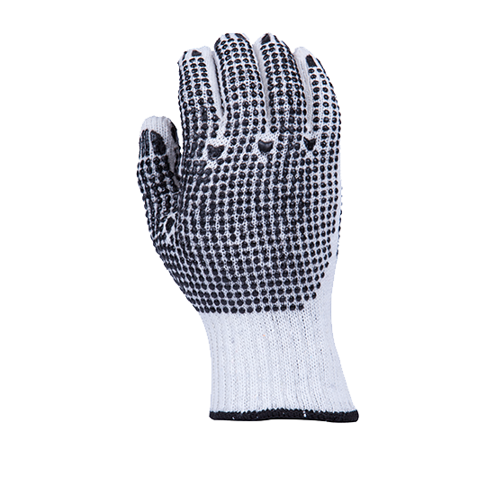 pair-POLY/COTTON KNITTED GLOVES #M PVC DOTS