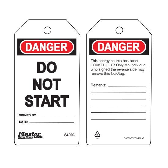 Danger Do Not Start Safety Tags (6pk)