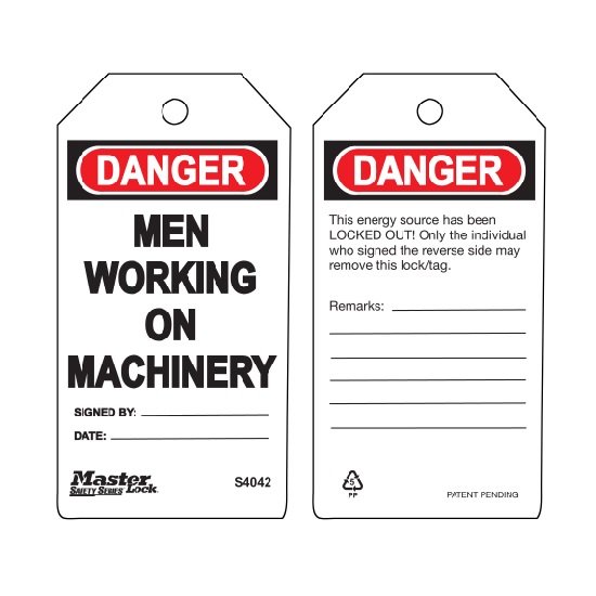 Men Working On Machinery Safety Tags (6pk)