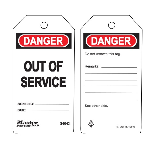 X/TAGS OUT OF SERVICE (6PK)
