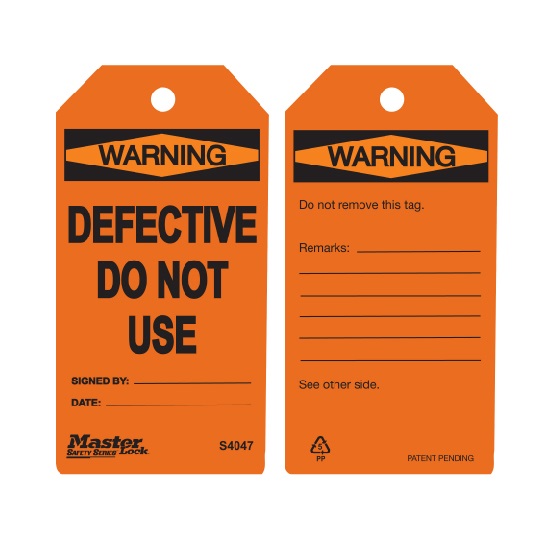 Warning Defective Do Not Use Safety Tags (6pk)