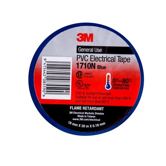 18mm x 20m 3M 1710N Blue PVC Electrical Tape