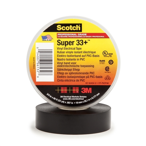 3M Super 33+ Black Vinyl Electrical Tape - 19 mm x 20 m