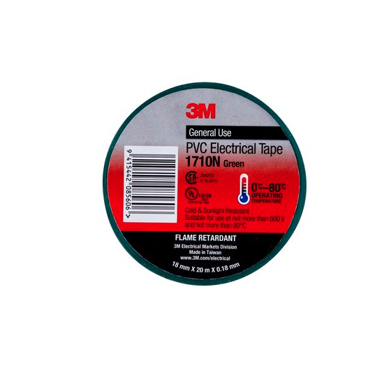18mm x 20m 3M 1710N Green PVC Electrical Tape